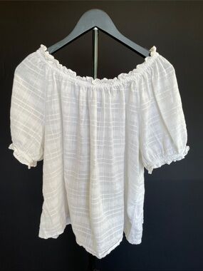 Gap White Off Shoulder Puff Sleeve Peasant Top Size Large